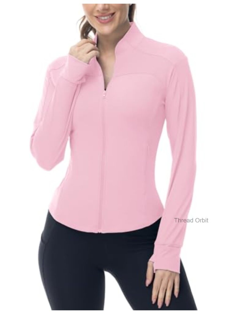 Lightweight Slim Fit Zip Up Athletic Jacket with Pockets Thumbholes